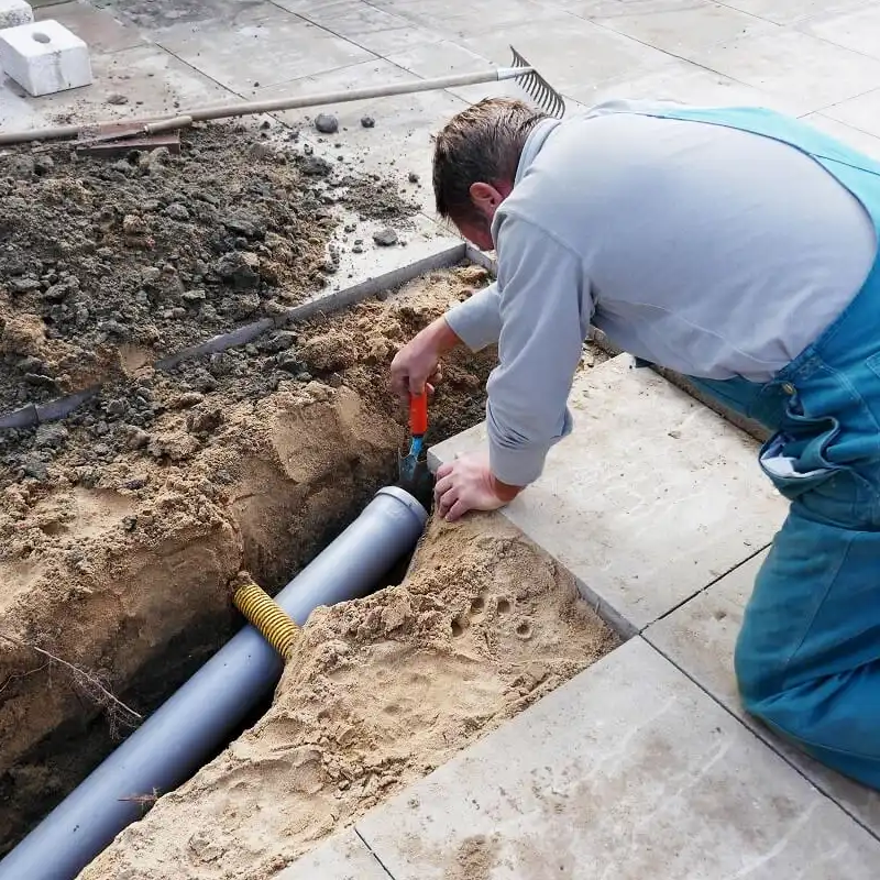 Plumber fixing a water line